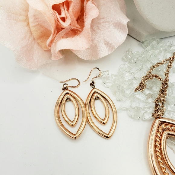 Rose Gold Necklace & Earrings (Set of 3) - Picture 2 of 5